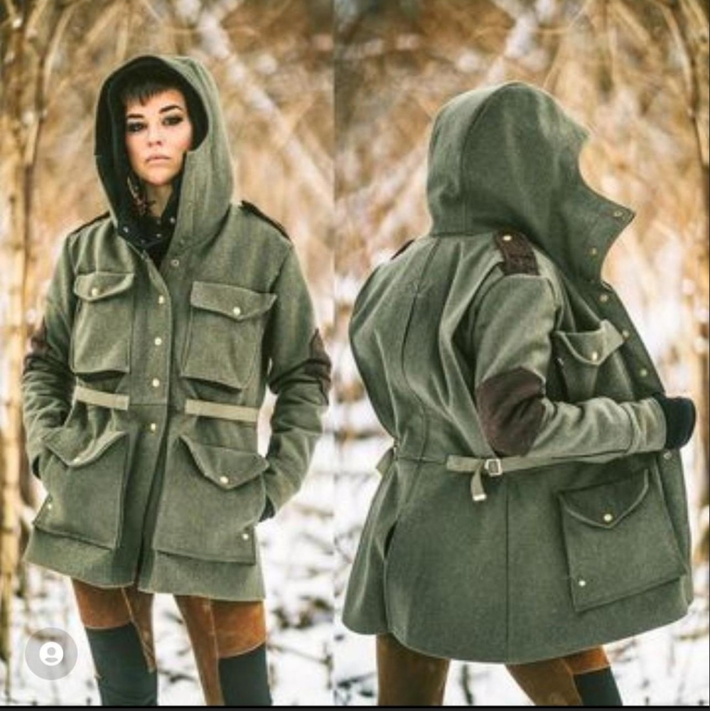 Crossfox military style coat wool